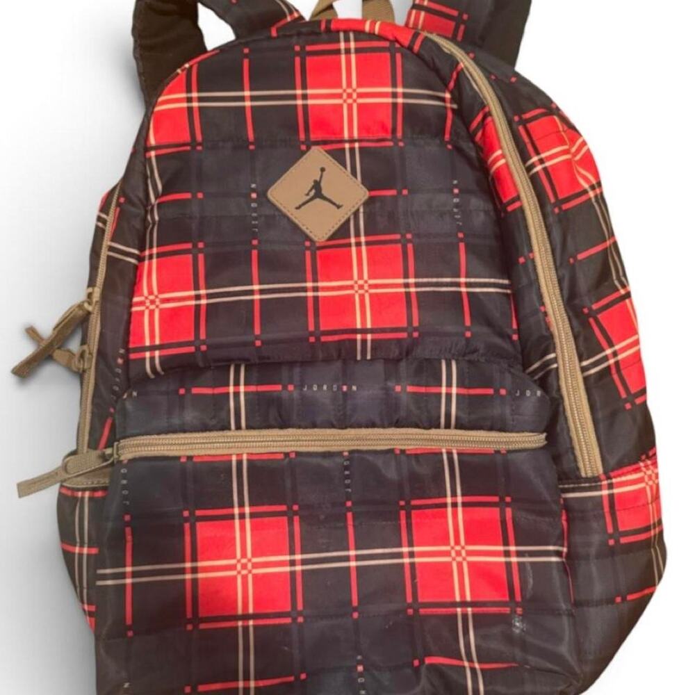 Jordan Jumpman Red Black Plaid Backpack Large